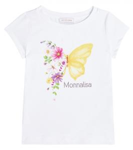 Футболка из хлопкового джерси с принтом Monnalisa, белый