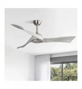 Современный потолочный вентилятор 132 см, «песочный никель», с тремя лопастями из массива дерева, шестискоростным пультом дистанционного управления и функцией реверса Sofucor, серебряный
