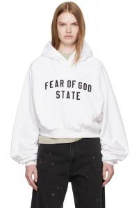 Fear Of God Essentials Белая флисовая толстовка с рукавами реглан