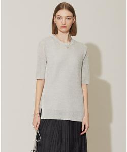 Пуловер из блестящего трикотажа Paper Blend с рукавами 5/8