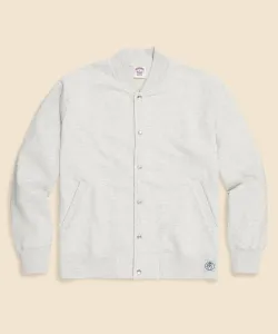 Бейсбольная куртка из хлопкового французского трикотажа с логотипом GF Brooks Brothers, цвет Oatmeal