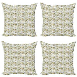 ABAKUHAUS Набор чехлов для подушек с цветами (4 предмета), Осенний сезон ромашки, современная двусторонняя цифровая печать, 45 см x 45 см, кофейный многоцветный