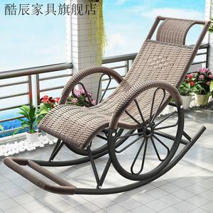 FANCYCHIC Кресло-качалка из ротанга с двойными колесами и плоской проволокой, серебристо-серое