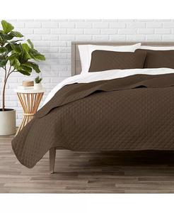 Комплект ультрамягких покрывал с ромбовидной прошивкой, полный/королевский Bare Home, коричневый
