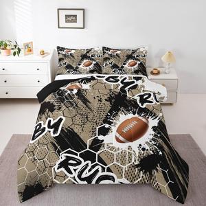 Erosebridal Комплект постельного белья Football для детей, спортивный декор комнаты, медовые соты, камуфляж хаки черный, Brown Khaki