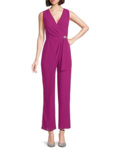 Комбинезон с запахом из шифона Marina, фуксия