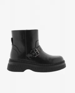 Монохромные черные женские ботильоны на толстой подошве и ремешке Victoria