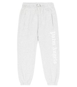 Хлопковые спортивные брюки с логотипом Palm Angels Kids, Melange Grey White