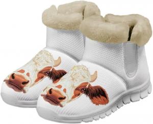 Женские зимние сапоги Jeiento, модные теплые внутренние ботинки для прогулок, легкие и удобные рабочие ботинки до щиколотки, уличные зимние сапоги, Yellow Sunflower Cow