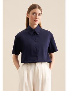 Блузка-рубашка обычной длины темно-синего цвета Seidensticker