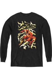 Футболка с длинным рукавом для детей "Лига справедливости Америки" Electric Run Gildan, черный