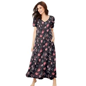 Женская длинная футболка-лежак Dreams & Co. больших размеров, цвет Black Bouquet