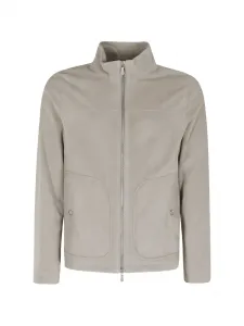 Кожаная куртка на молнии Eleventy, серый