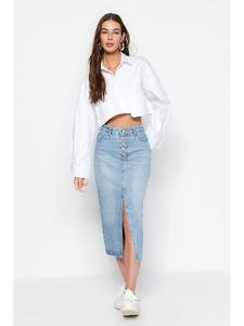 Длинная юбка trendyol Jeans, голубой