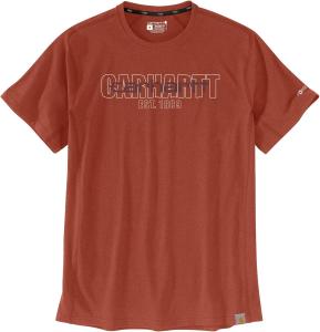 Мужская футболка Carhartt Force свободного кроя средней толщины с короткими рукавами и графическим логотипом, Saddle Red Heather