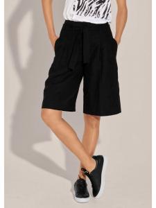 MADELEINE Льняные шорты-бермуды с высокой талией, черные