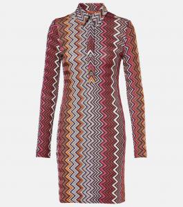 Платье-рубашка с зигзагом Missoni, Multi Black Pink White Rust