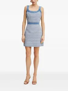 Мини-платье из твида с отделкой из денима GUESS USA, синий