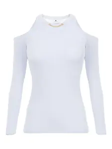 Топ с длинными рукавами и вырезами Elisabetta Franchi, нейтральный