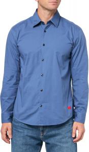 HUGO мужская рубашка на пуговицах с тканым логотипом, Bijou Blue