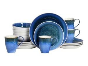 Набор посуды в сине-белых тонах Caldera blue, 16 предметов, на 4 персоны Creatable, синий/белый
