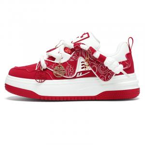 WARRIOR Бордовые красные амортизирующие износостойкие низкие кроссовки для скейтбординга Unisex праздничный красный