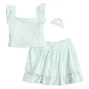 Детский комплект для девочки: топ с рюшами и юбка в несколько ярусов Btween, синий