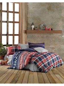 Colourful Cotton Комплект постельного белья темно-синего/красного цвета