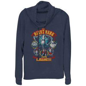 Модельный ряд Disney's «Кошмар перед Рождеством и Хэллоуином», большие размеры, с воротником-хомутом, с рисунком, легкий, с длинными рукавами, темно-синий