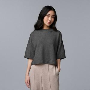 Petite luxe свитер с коротким рукавом из смесового кашемира Simply Vera Vera Wang, Medium Soot Heather