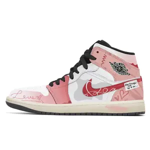 Jordan Air 1 устойчивые к истиранию кроссовки Mid Top Vintage баскетбольные Unisex Pink