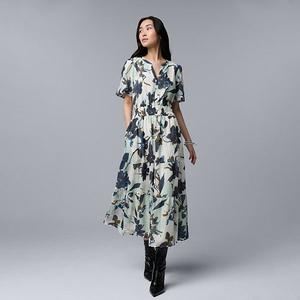 Платье макси Petite Simply Vera Vera Wang, Green Bl Multi Floral