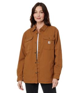 Куртка Carhartt Rugged Flex Loose Fit Canvas Fleece-Lined Shirt Jacket, Carhartt Brown
