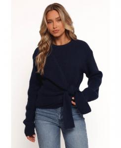 Женский вязаный свитер Ettie с запахом и боковой завязкой - бордовый Petal and Pup, Blue