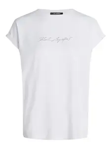 Футболка с фирменными стразами KARL LAGERFELD, белый