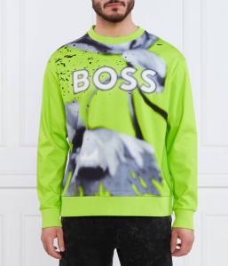 Толстовка мужская Boss Green с контрастным принтом, зеленый