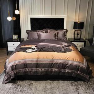 FGDSEEEKJUFHH Шёлковый сатиновый комплект постельного белья золотой синий пэчворк