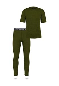 Мужской комплект из футболки и трусов из мериноса normani, зеленый