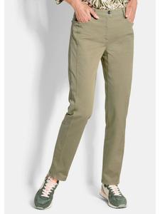 GOLDNER Укороченный размер: трикотажные брюки из хлопка с декоративными швами цвета хаки