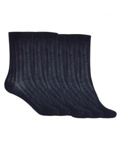 Набор из 6 пар хлопковых носков в рубчик Basix Punto Blanco, темно-синий