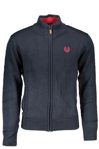 Мужской кардиган Gian Marco Venturi на молнии с заплатками на рукавах, синий