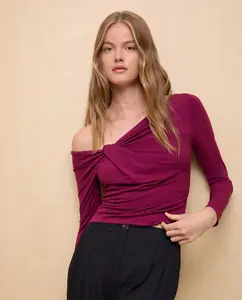 Женская однотонная футболка с длинным рукавом Easy Wear, малиновый