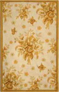 Ковер SAFAVIEH, 77 x 122 см, Chelsea Collection, Ivory & Gold, ручной работы в стиле французской деревни из шерсти, идеально для помещений с высокой проходимостью: прихожая, гостиная, спальня (HK250B)