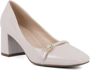 Туфли-лодочки на широком каблуке Jones New York для женщин - классические туфли с заостренным носком, с амортизирующей стелькой и нескользящей подошвой для работы, офиса и вечернего выхода, Bone-aubin