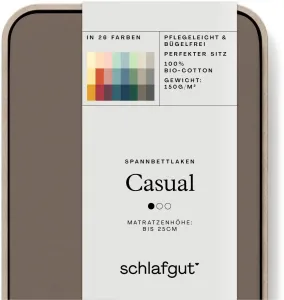 Простыня Schlafgut "CASUAL" хлопковая 120-130х200 см, цвет sand deep