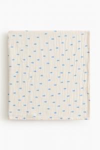 Детское одеяло H&M Home Muslin Hearts, 90X90 см, бежевый/голубой
