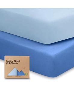 Простыни для детской кроватки Soothe, 2 шт. Нейтральные, органические простыни для детской кроватки, подходят для стандартного детского матраса KeaBabies, синий
