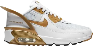 Кроссовки Nike Air Max 90 FlyEase GS 'Metallic Gold', белый