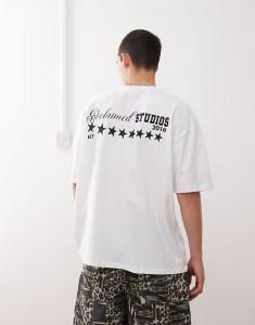 Футболка свободного кроя Reclaimed Vintage белого цвета с графическим принтом на спине