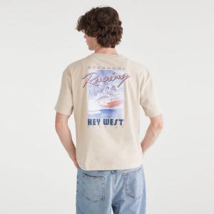 Мужская футболка Key West свободного кроя с короткими рукавами и графическим принтом Aeropostale, цвет oat milk